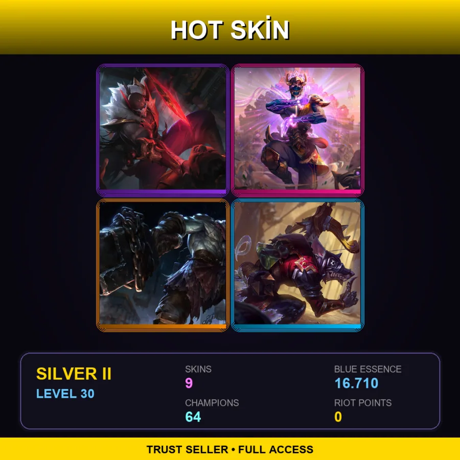 EUW | Lv30 | Silver II | 9 Skin | 64 Champ