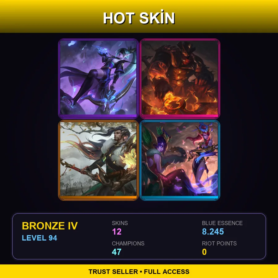 LAN | Lv94 | Bronze IV | 12 Skin | 47 Champ