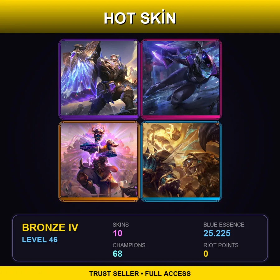 EUW | Lv46 | Bronze IV | 10 Skin | 68 Champ