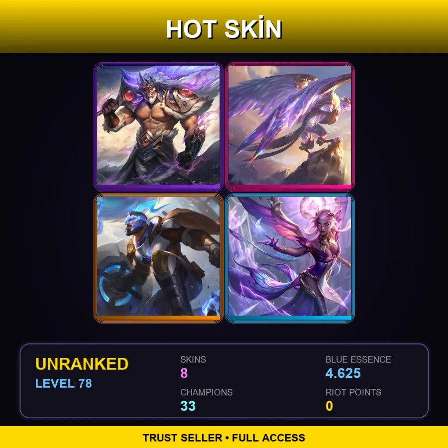 NA | Lv78 | Unranked | 8 Skin | 33 Champ