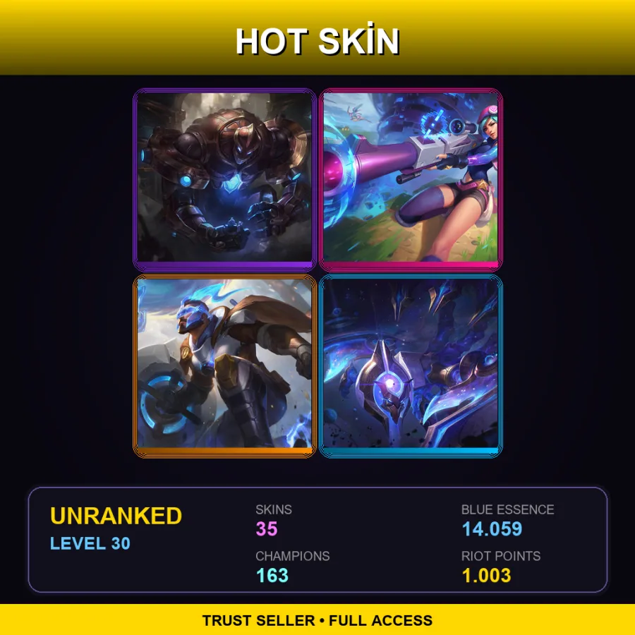 TW | Lv30 | Unranked | 35 Skin | 163 Champ