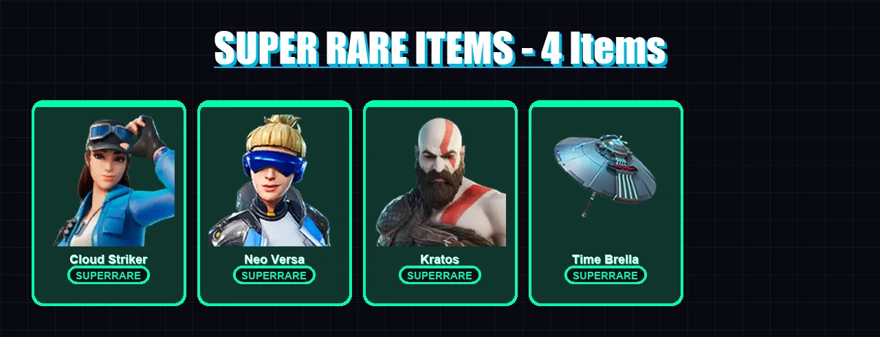 [PC/XBOX] | Cloud Striker | Neo Versa | Kratos | Santa Dogg | Slayer Juice WRLD | 8 skin | 20 pickaxe | 11 emote | 16 glider | Lv265