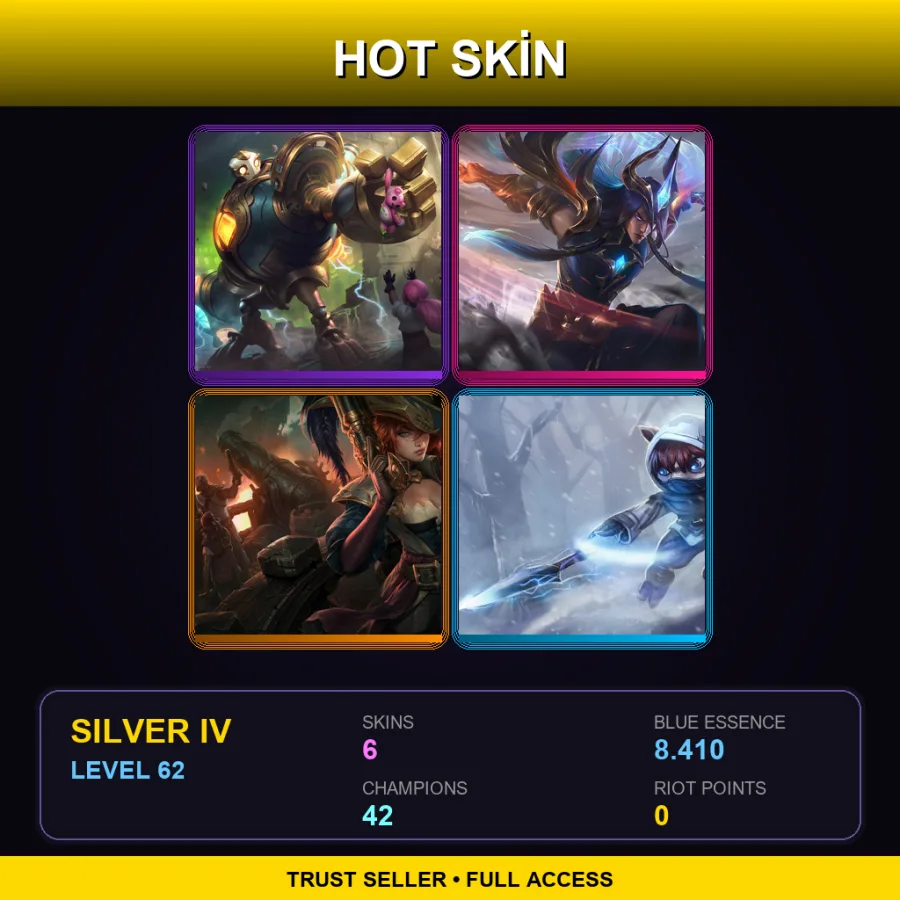 EUW | Lv62 | Silver IV | 6 Skin | 42 Champ
