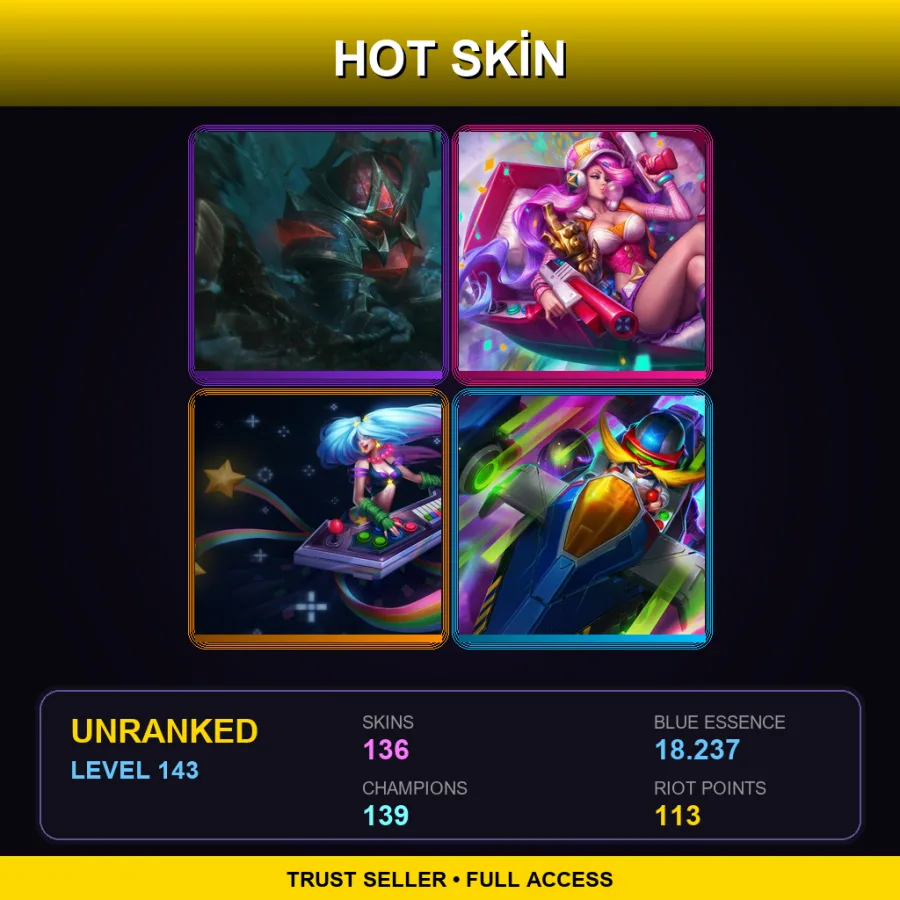 LAS | Lv143 | Unranked | 136 Skin | 139 Champ — Broken Covenant Rakan