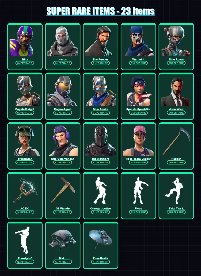 [PS4/PS5/XBOX/PC] | Blitz | Havoc | The Reaper | Warpaint | Elite Agent | 86 skin | 49 pickaxe | 66 emote | 58 glider | Lv706