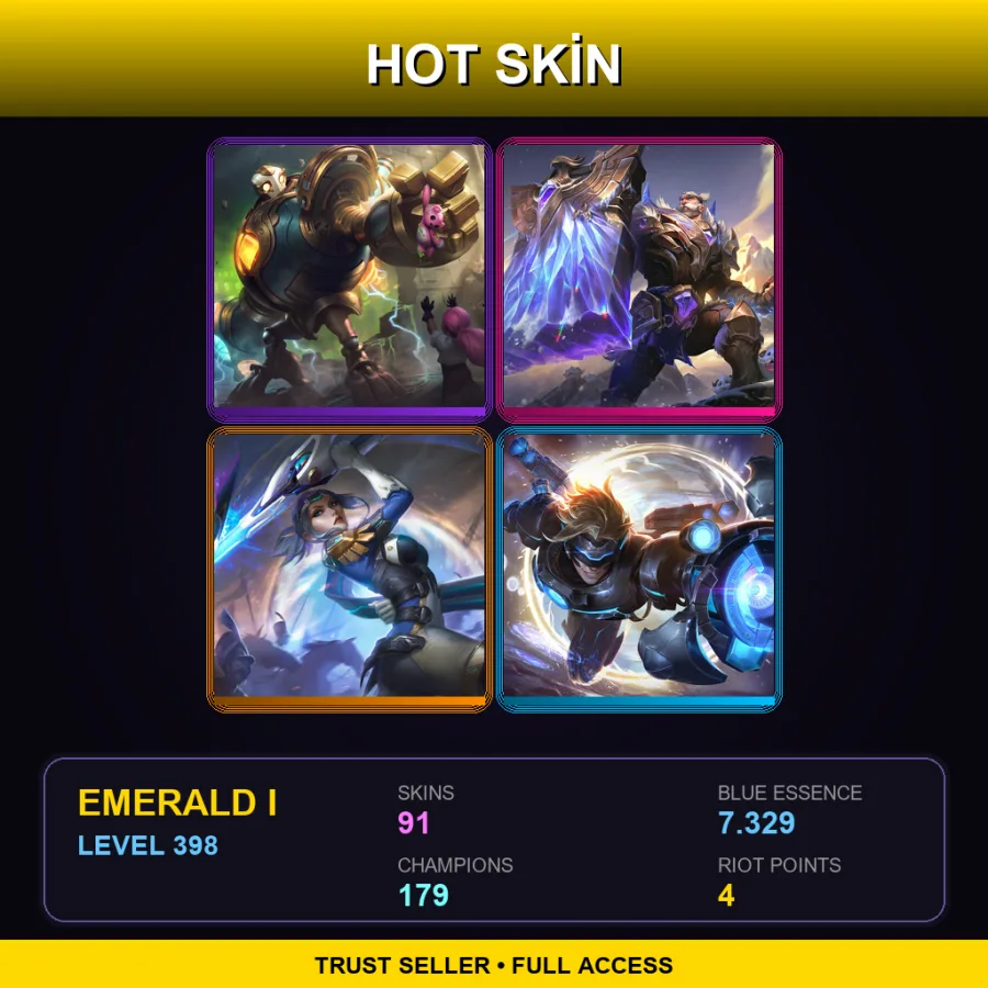 LAN | Lv398 | Emerald I | 91 Skin | 179 Champ