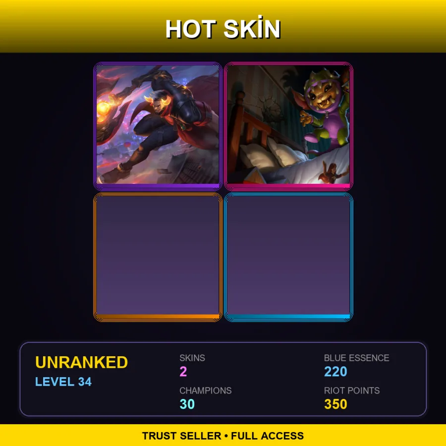 LAN | Lv34 | Unranked | 2 Skin | 30 Champ