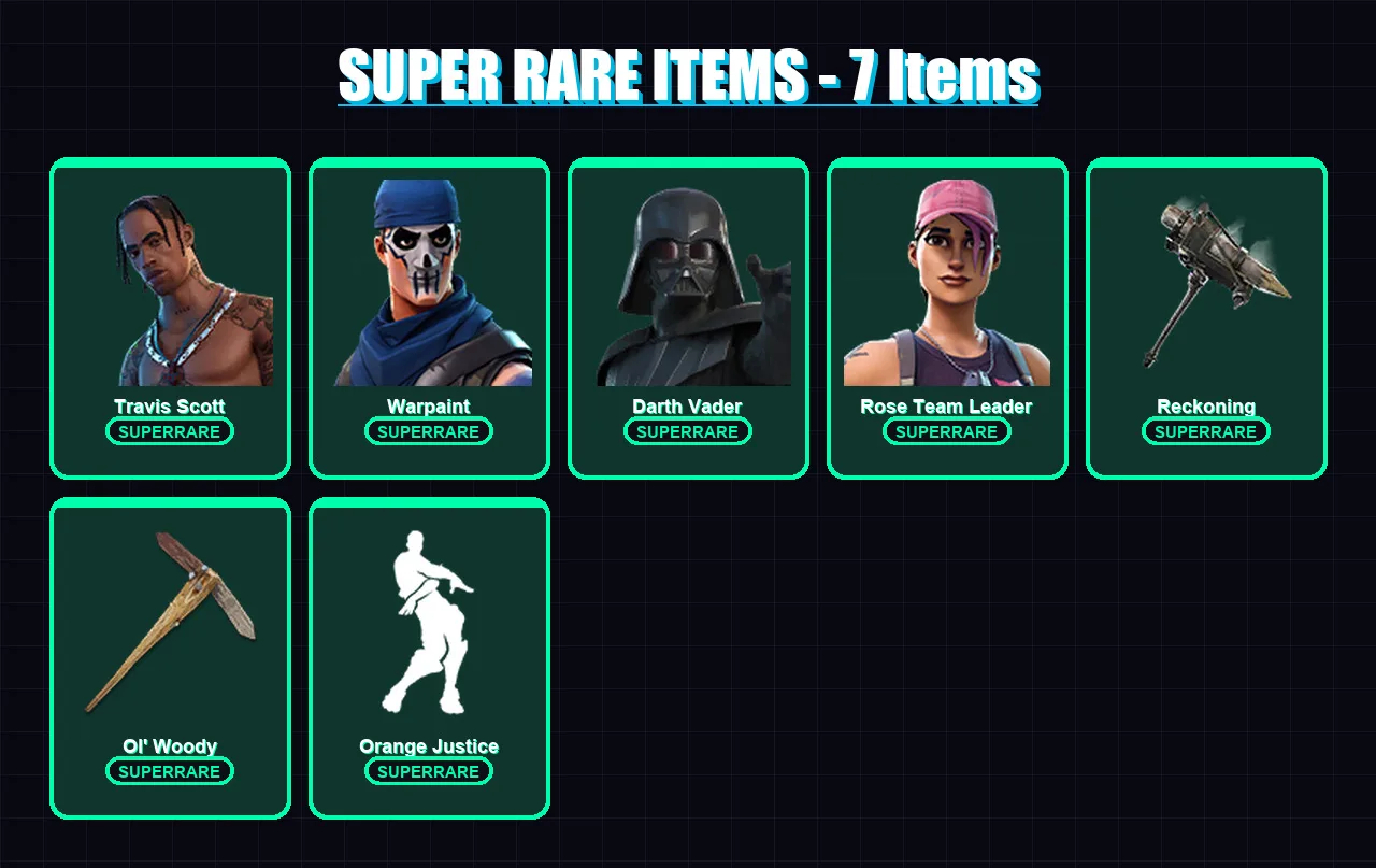 [PC/PSN] | Travis Scott | Warpaint | Darth Vader | Rose Team Leader | Vertex | 100 skin | 78 pickaxe | 72 emote | 82 glider | Lv865 — Fortnite account