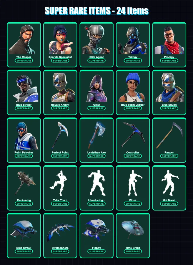 [PC/XBOX/PSN] | The Reaper | Sparkle Specialist | Elite Agent | Trilogy | Prodigy | 178 skin | 203 pickaxe | 145 emote | 168 glider | Lv3035