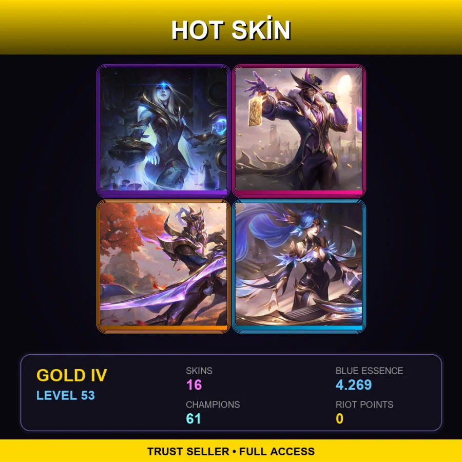 EUNE | Lv53 | Gold IV | 16 Skin | 61 Champ