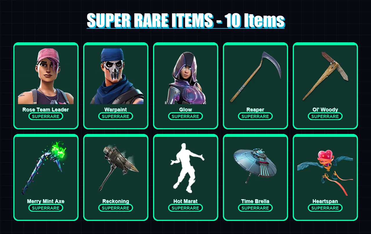 [PC] | Rose Team Leader | Warpaint | Glow | Ruin | Eternal Knight | 179 skin | 180 pickaxe | 143 emote | 141 glider | Lv1948