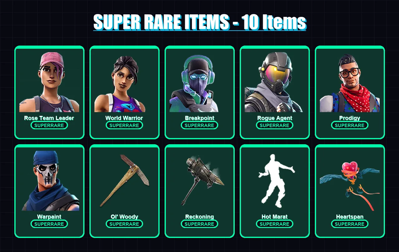 [PC/XBOX/PSN] | Rose Team Leader | World Warrior | Breakpoint | Rogue Agent | Prodigy | 88 skin | 55 pickaxe | 88 emote | 65 glider | Lv647 — Fortnite account