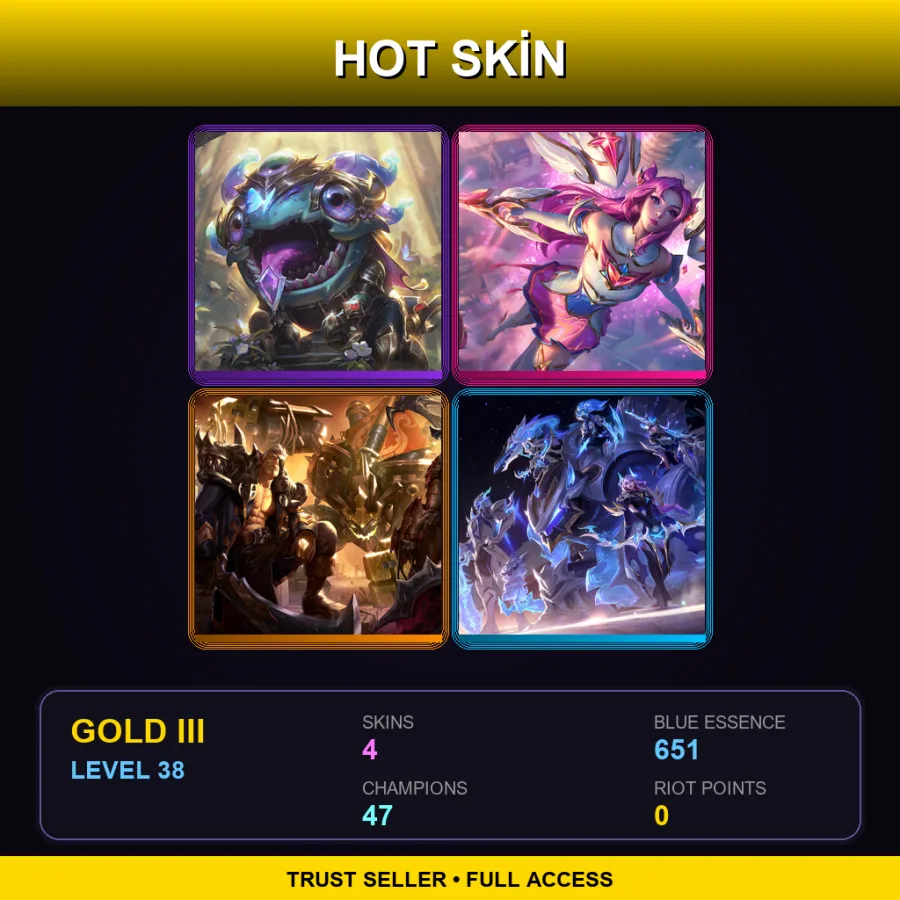 EUW | Lv38 | Gold III | 4 Skin | 47 Champ