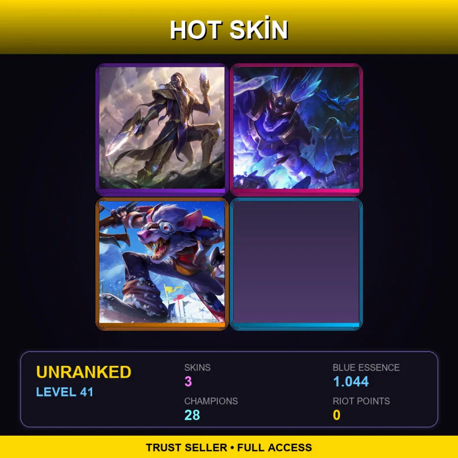LAN | Lv41 | Unranked | 3 Skin | 28 Champ — LoL account