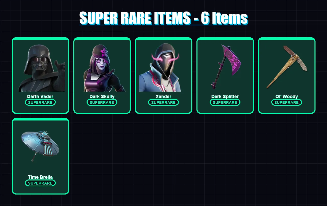[PC] | Darth Vader | Dark Skully | Xander | The Foundation | Snap | 108 skin | 132 pickaxe | 100 emote | 100 glider | Lv1861