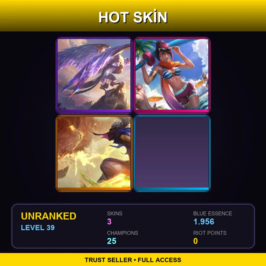 LAN | Lv39 | Unranked | 3 Skin | 25 Champ — LoL account