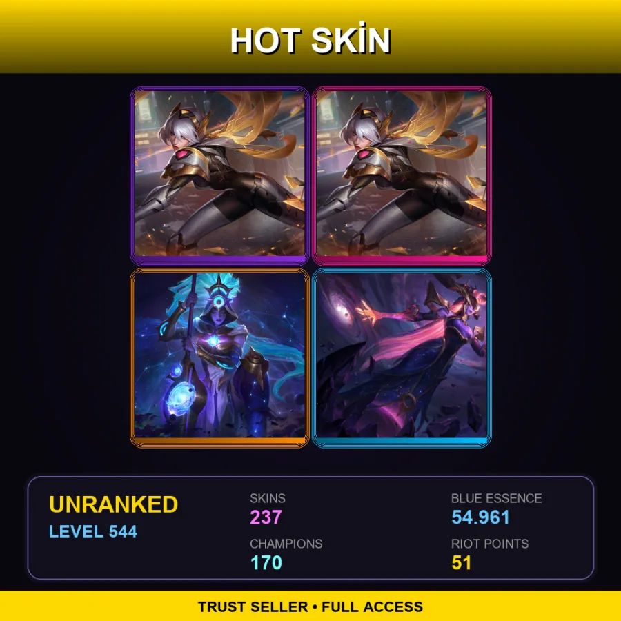 EUW | Lv544 | Unranked | 237 Skin | 170 Champ — LoL account