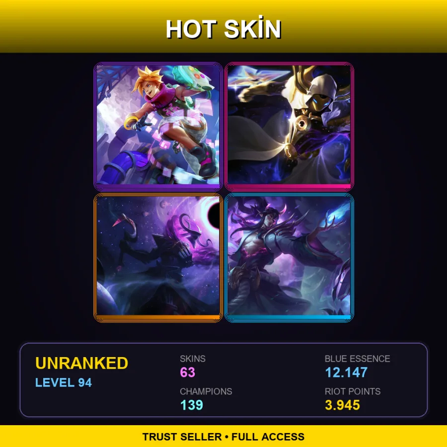 TR | Lv94 | Unranked | 63 Skin | 139 Champ