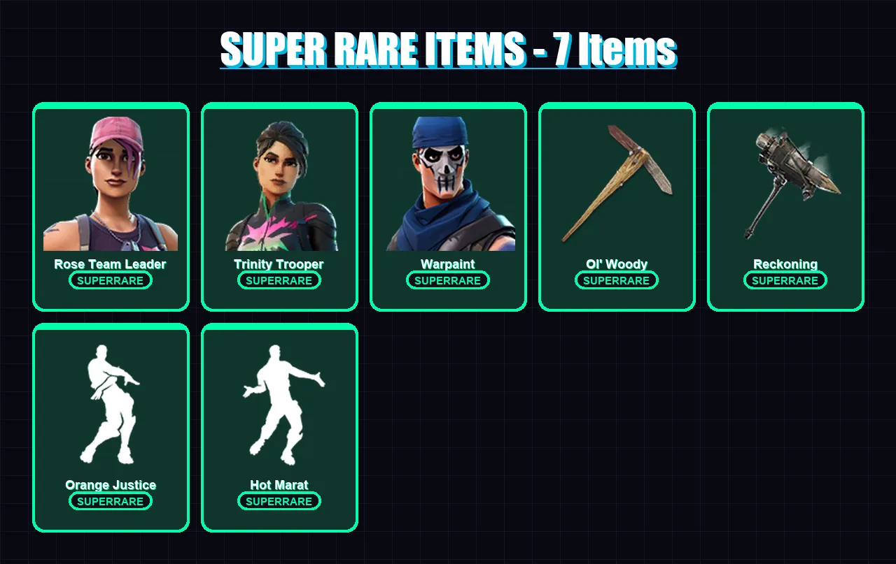 [PC/XBOX/PSN] | Rose Team Leader | Trinity Trooper | Warpaint | Valor | Lynx | 73 skin | 149 pickaxe | 103 emote | 109 glider | Lv2666
