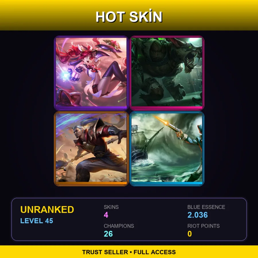 EUNE | Lv45 | Unranked | 4 Skin | 26 Champ