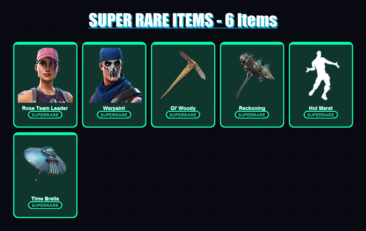 [PC/PSN] | Rose Team Leader | Warpaint | Blackheart | Calamity | Omegarok | 114 skin | 148 pickaxe | 121 emote | 117 glider | Lv1349