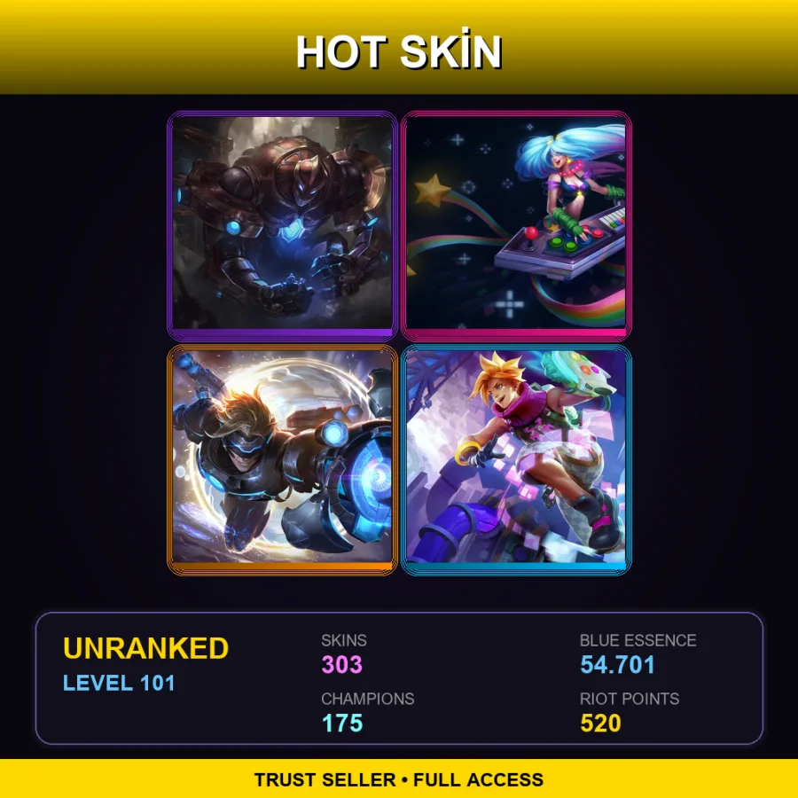 NA | Lv101 | Unranked | 303 Skin | 175 Champ — LoL account