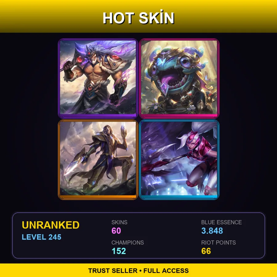 LAN | Lv245 | Unranked | 60 Skin | 152 Champ — Firecracker Tristana