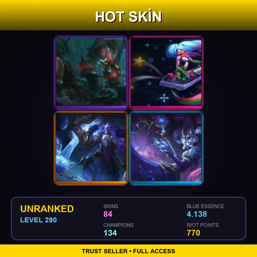 LAS | Lv290 | Unranked | 84 Skin | 134 Champ