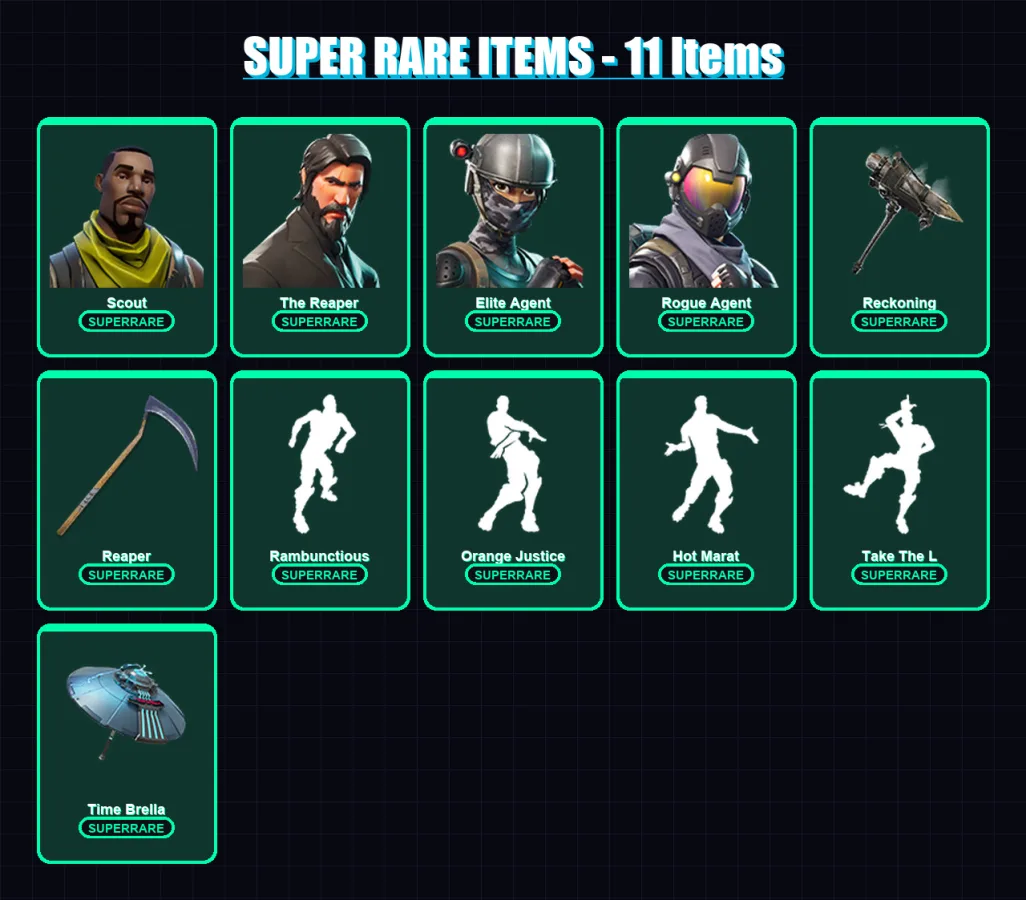 [PC/PSN] | Scout | The Reaper | Elite Agent | Rogue Agent | Calamity | 80 skin | 84 pickaxe | 100 emote | 74 glider | Lv1307
