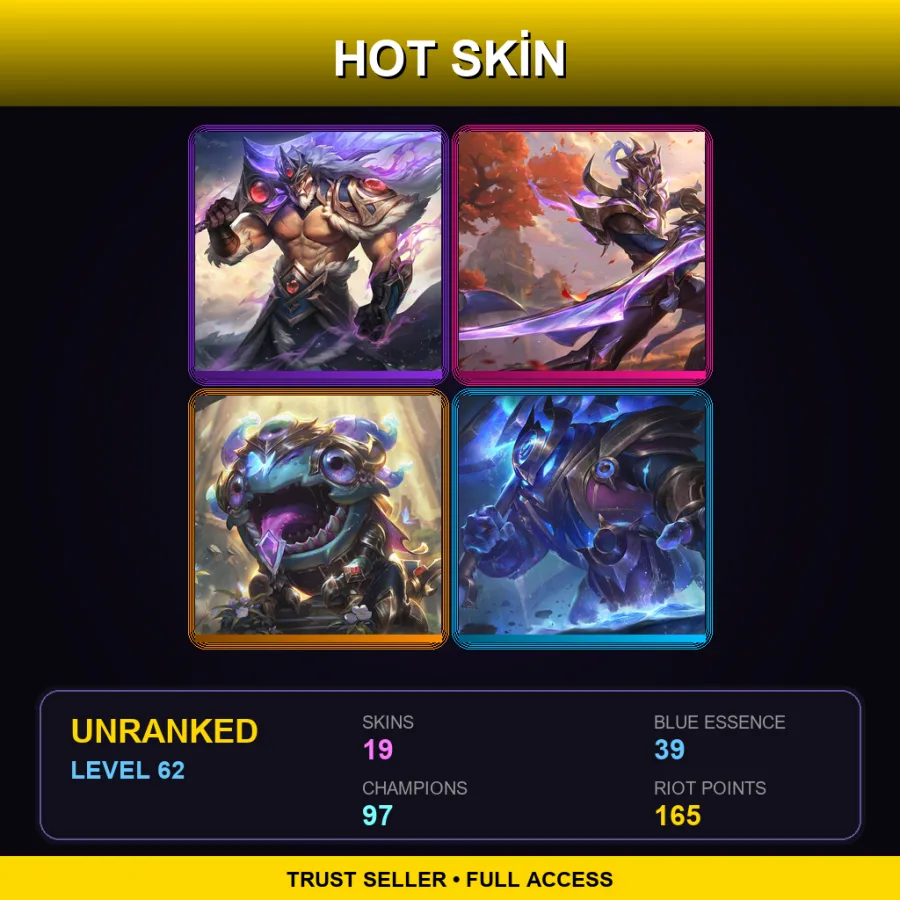 TR | Lv62 | Unranked | 19 Skin | 97 Champ