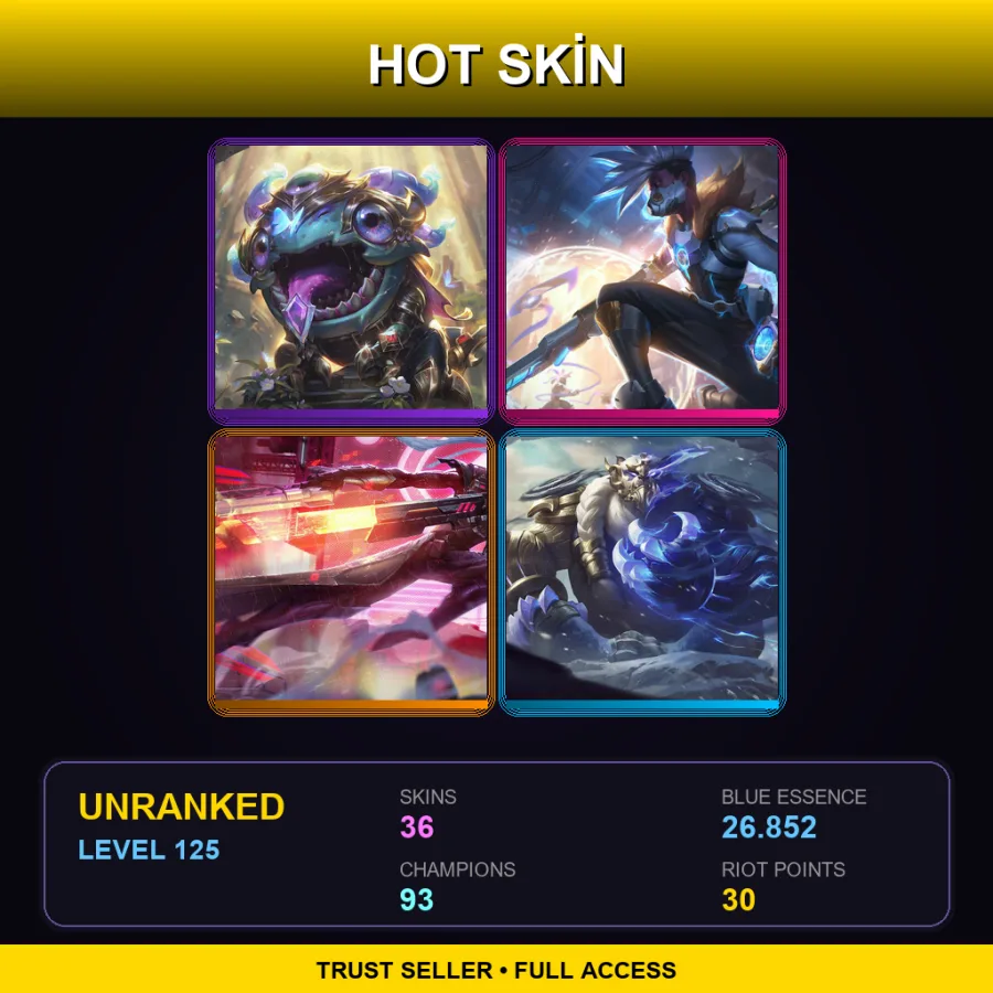 LAN | Lv125 | Unranked | 36 Skin | 93 Champ — Armored Titan Nasus