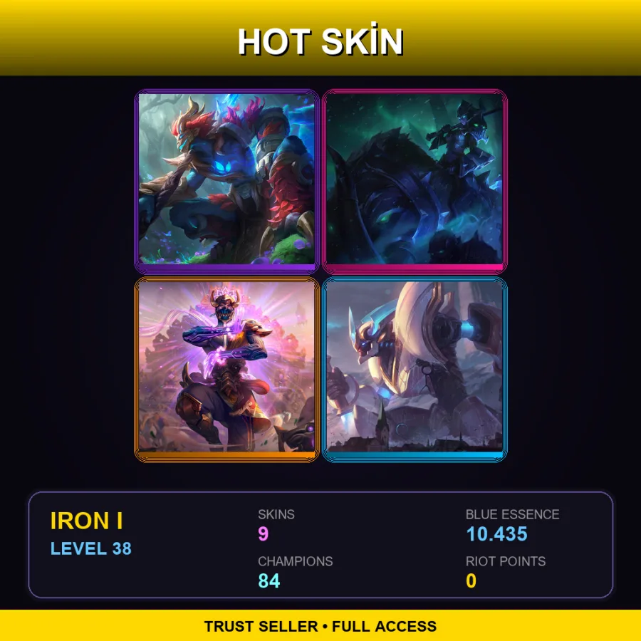LAN | Lv38 | Iron I | 9 Skin | 84 Champ — LoL account