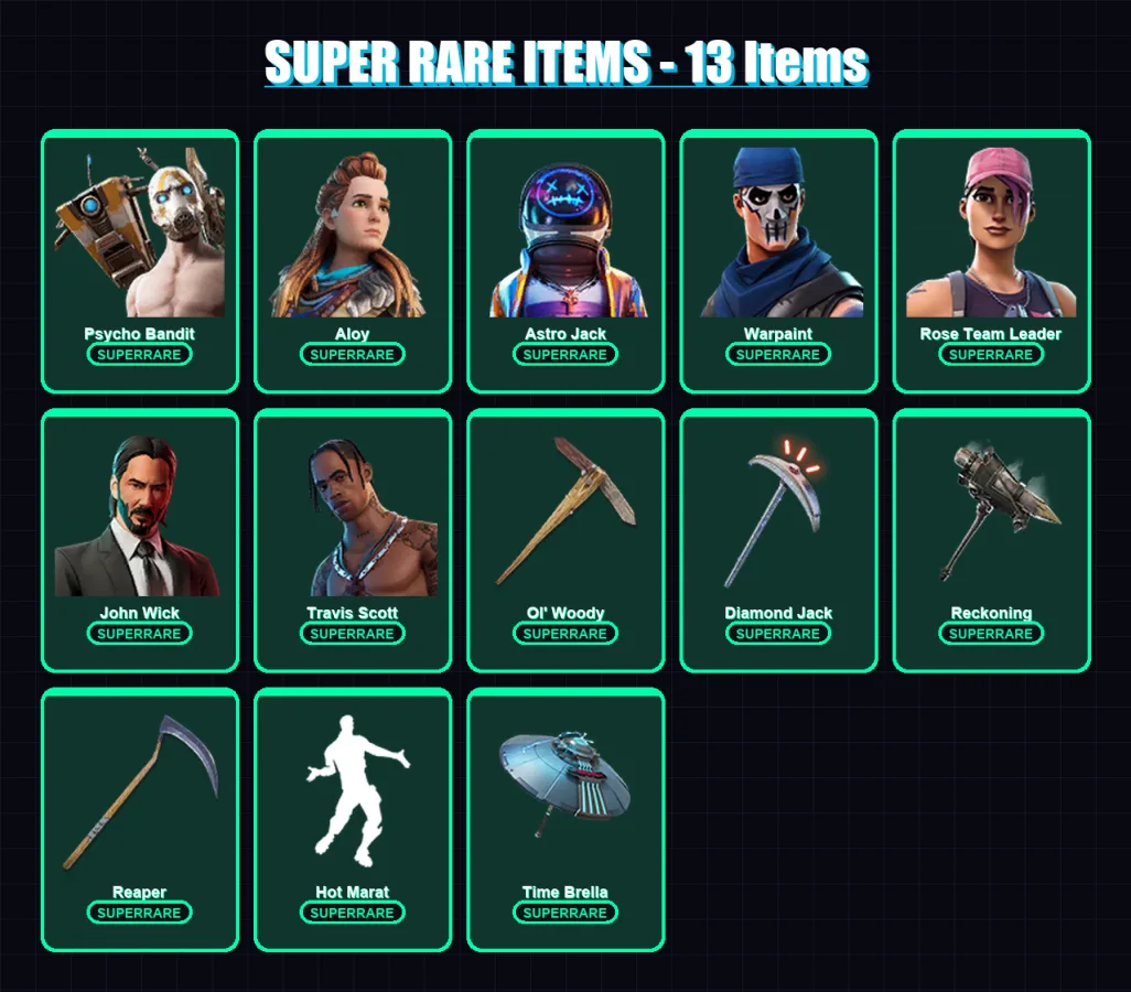 [PC/XBOX/PSN] | Psycho Bandit | Aloy | Astro Jack | Warpaint | Rose Team Leader | 451 skin | 385 pickaxe | 232 emote | 229 glider | Lv3613