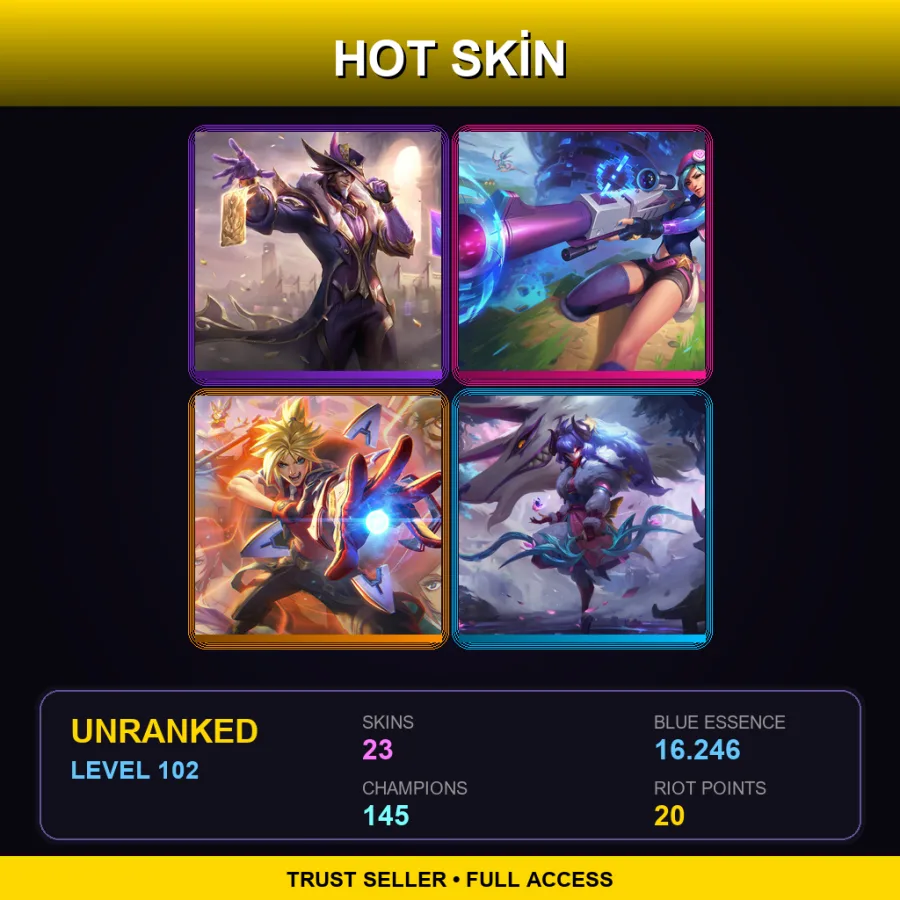 LAS | Lv102 | Unranked | 23 Skin | 145 Champ — Unranked / Smurf League of Legends