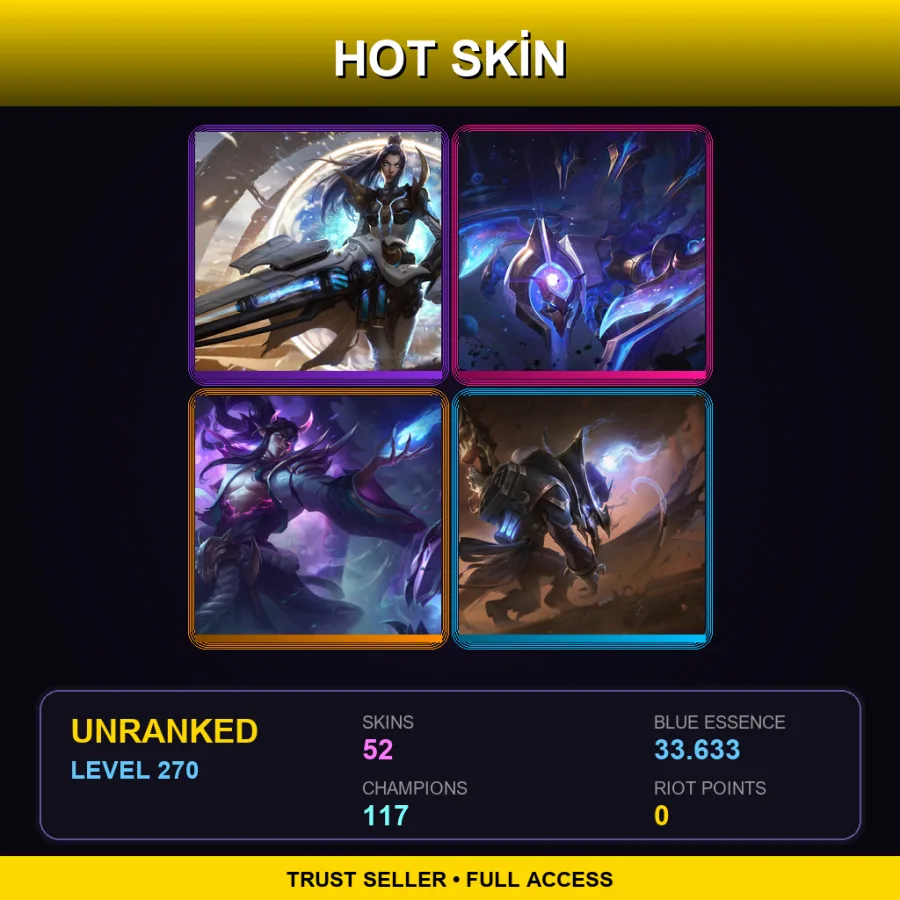 EUNE | Lv270 | Unranked | 52 Skin | 117 Champ