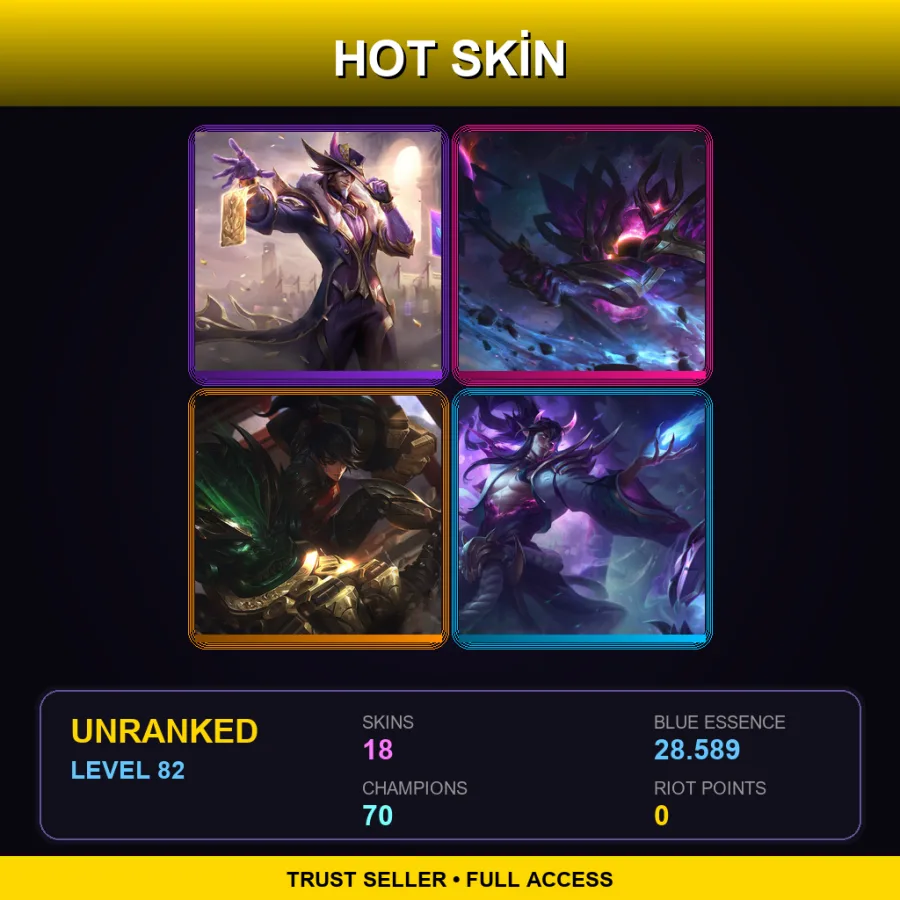 LAN | Lv82 | Unranked | 18 Skin | 70 Champ — LoL account