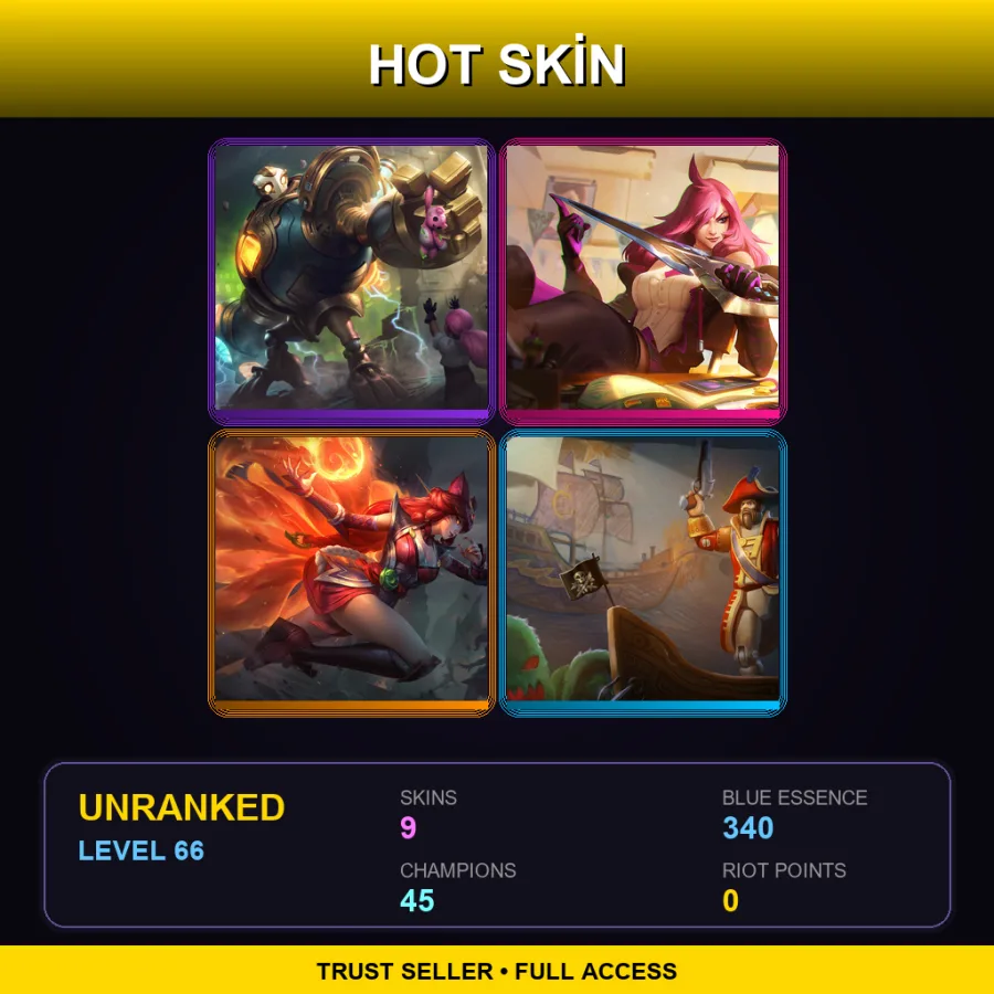 EUNE | Lv66 | Unranked | 9 Skin | 45 Champ