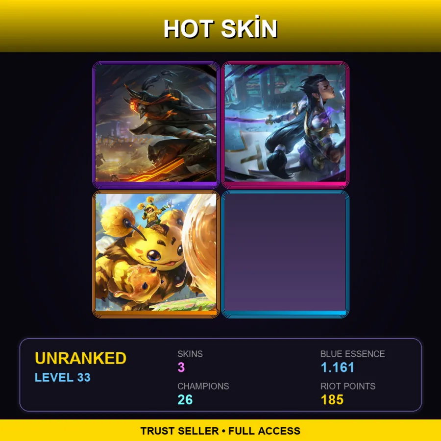 TR | Lv33 | Unranked | 3 Skin | 26 Champ