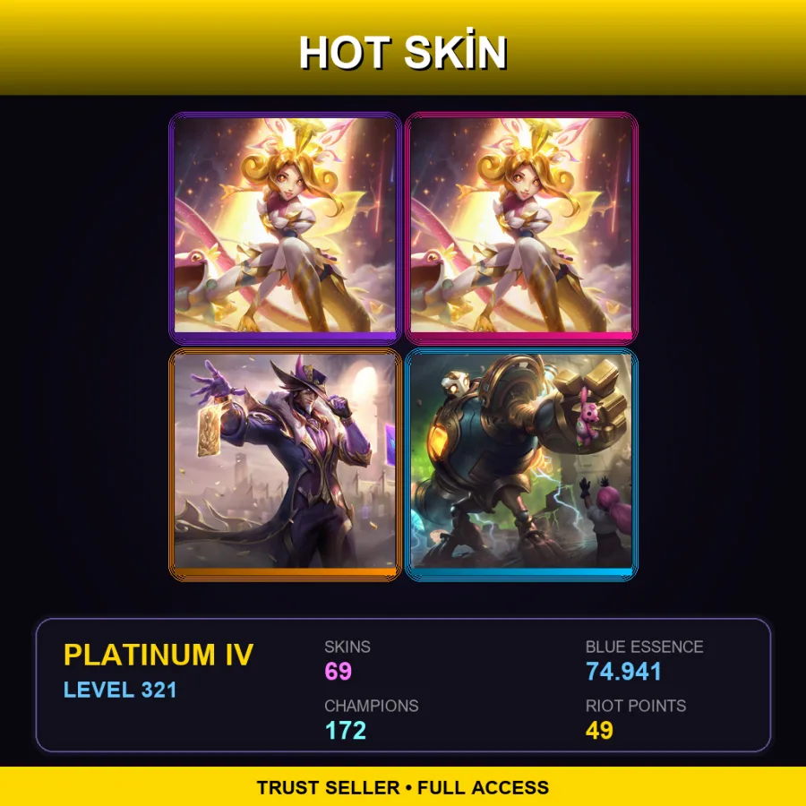 LAN | Lv321 | Platinum IV | 69 Skin | 172 Champ