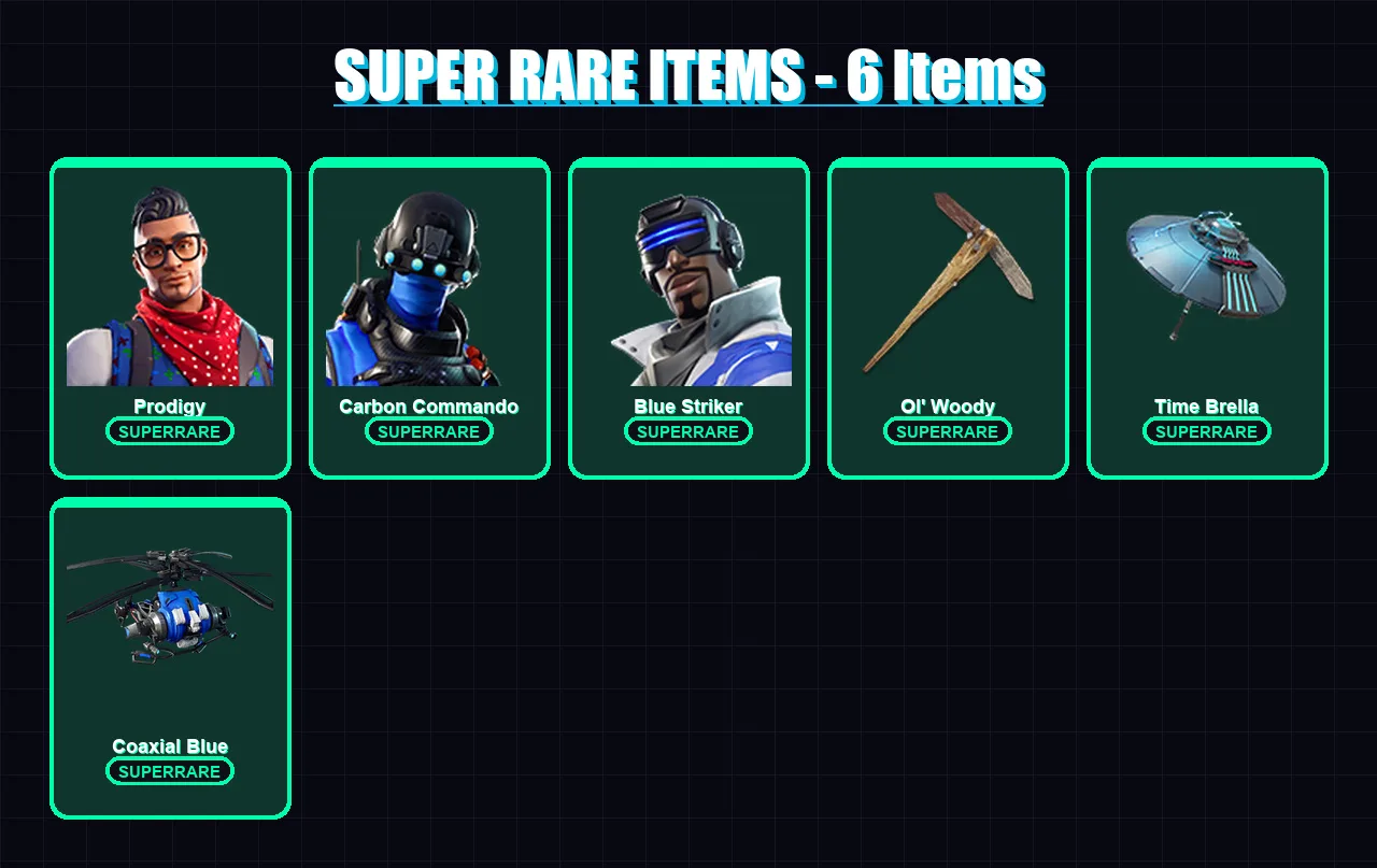 [PC/XBOX] | Prodigy | Carbon Commando | Blue Striker | Omegarok | Spectra Knight | 75 skin | 99 pickaxe | 97 emote | 85 glider | Lv895