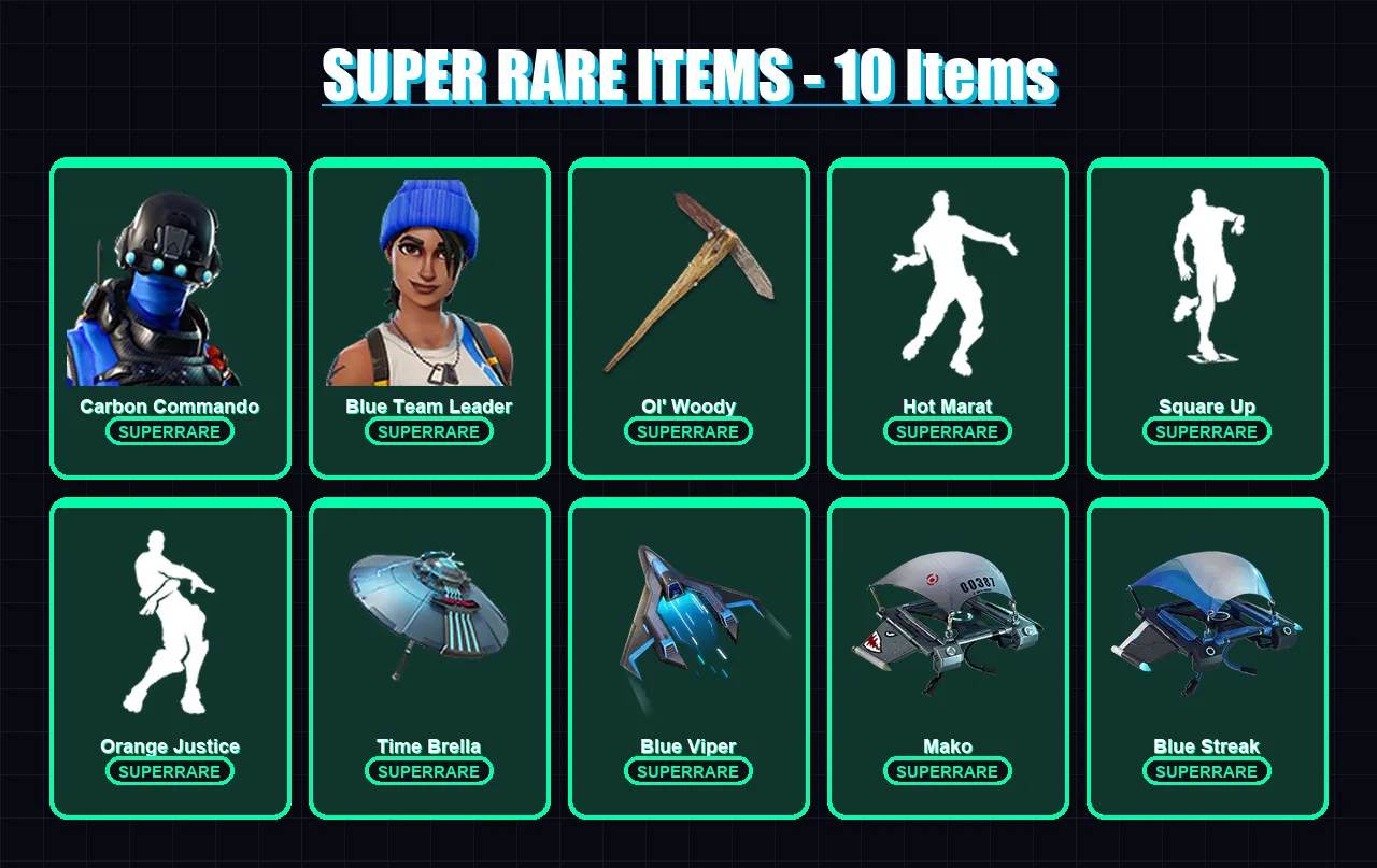 [PS4/PS5/XBOX/PC] | Carbon Commando | Blue Team Leader | Omegarok | Carbide | Drift | 78 skin | 96 pickaxe | 76 emote | 92 glider | Lv1229