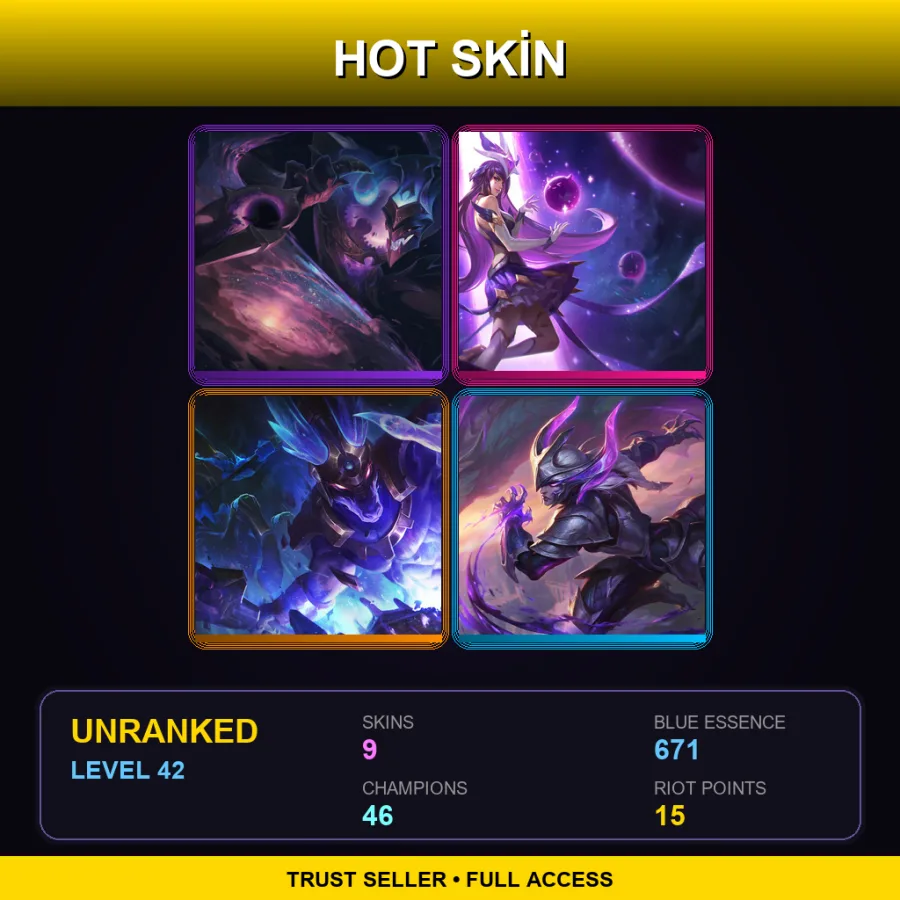 LAN | Lv42 | Unranked | 9 Skin | 46 Champ — LoL account