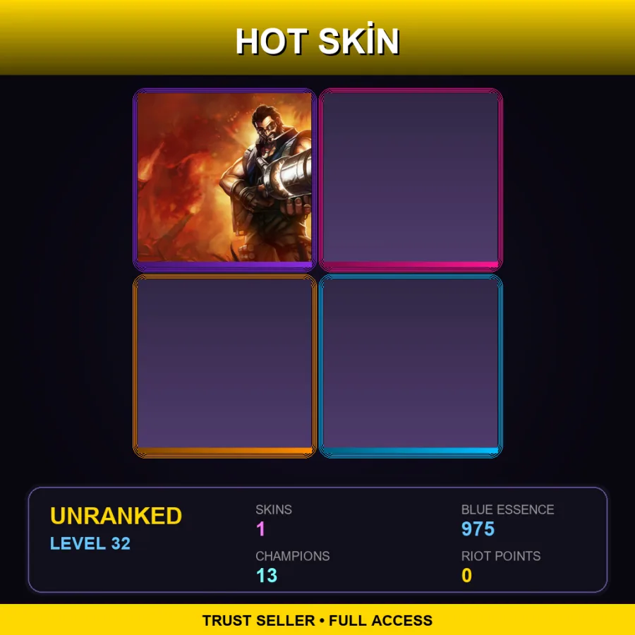 NA | Lv32 | Unranked | 1 Skin | 13 Champ