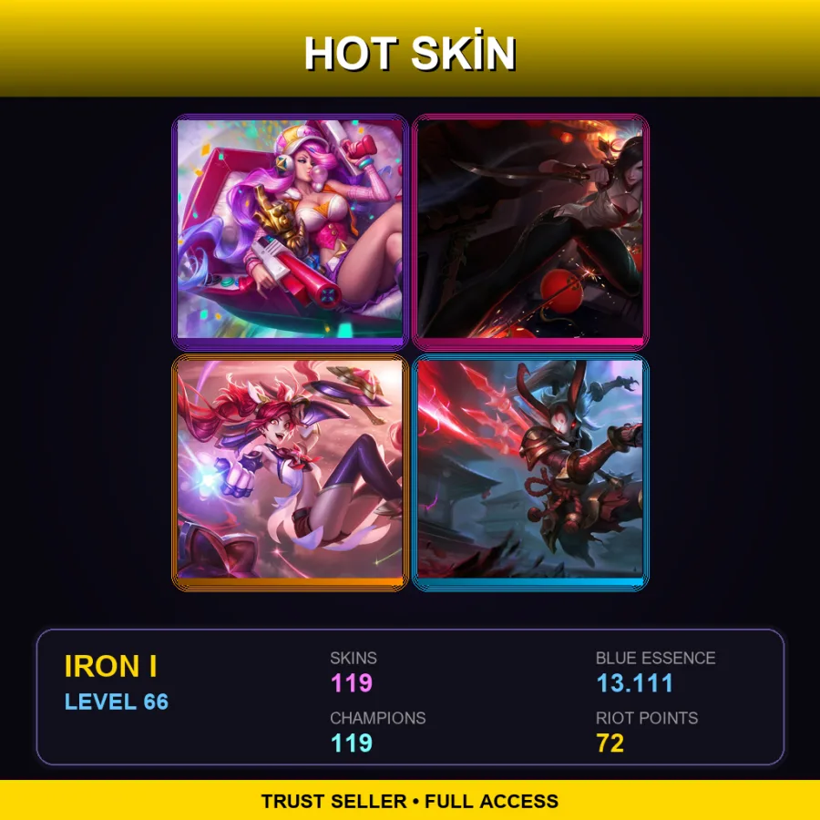 EUNE | Lv66 | Iron I | 119 Skin | 119 Champ