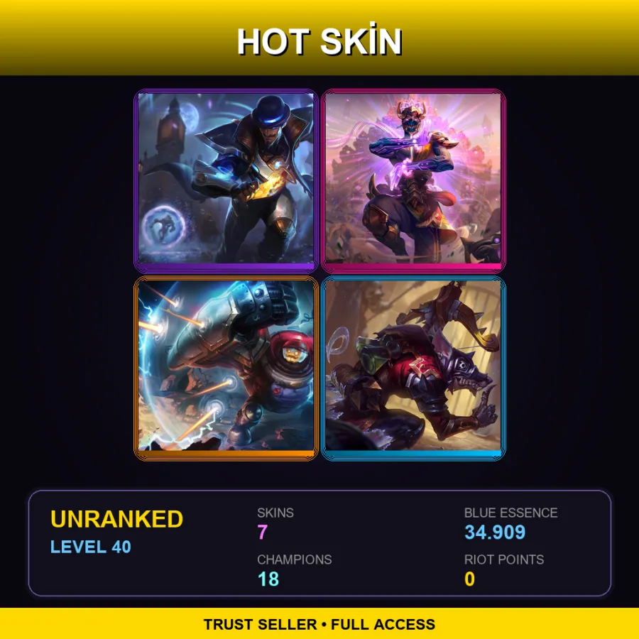 LAS | Lv40 | Unranked | 7 Skin | 18 Champ — Unranked / Smurf League of Legends