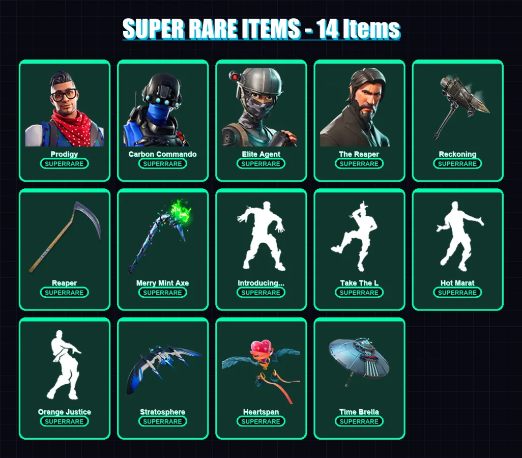 [PS4/PS5/XBOX/PC] | Prodigy | Carbon Commando | Elite Agent | The Reaper | Sentinel | 72 skin | 63 pickaxe | 95 emote | 79 glider | Lv1479 — Fortnite account