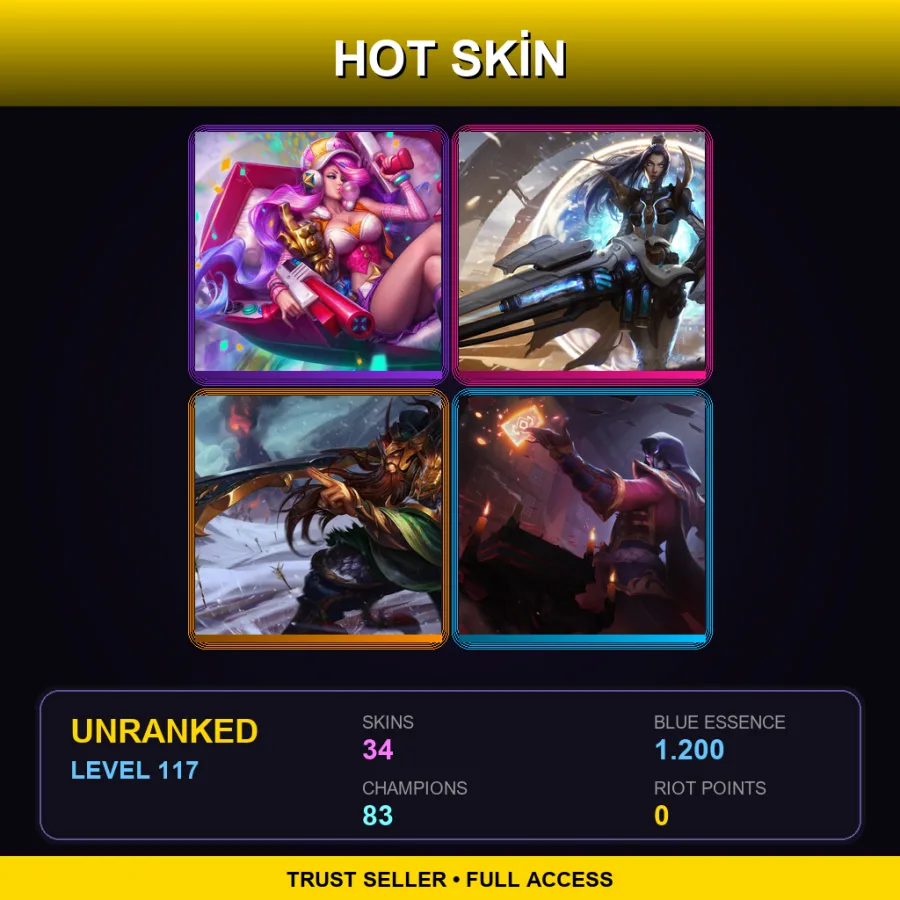 EUW | Lv117 | Unranked | 34 Skin | 83 Champ