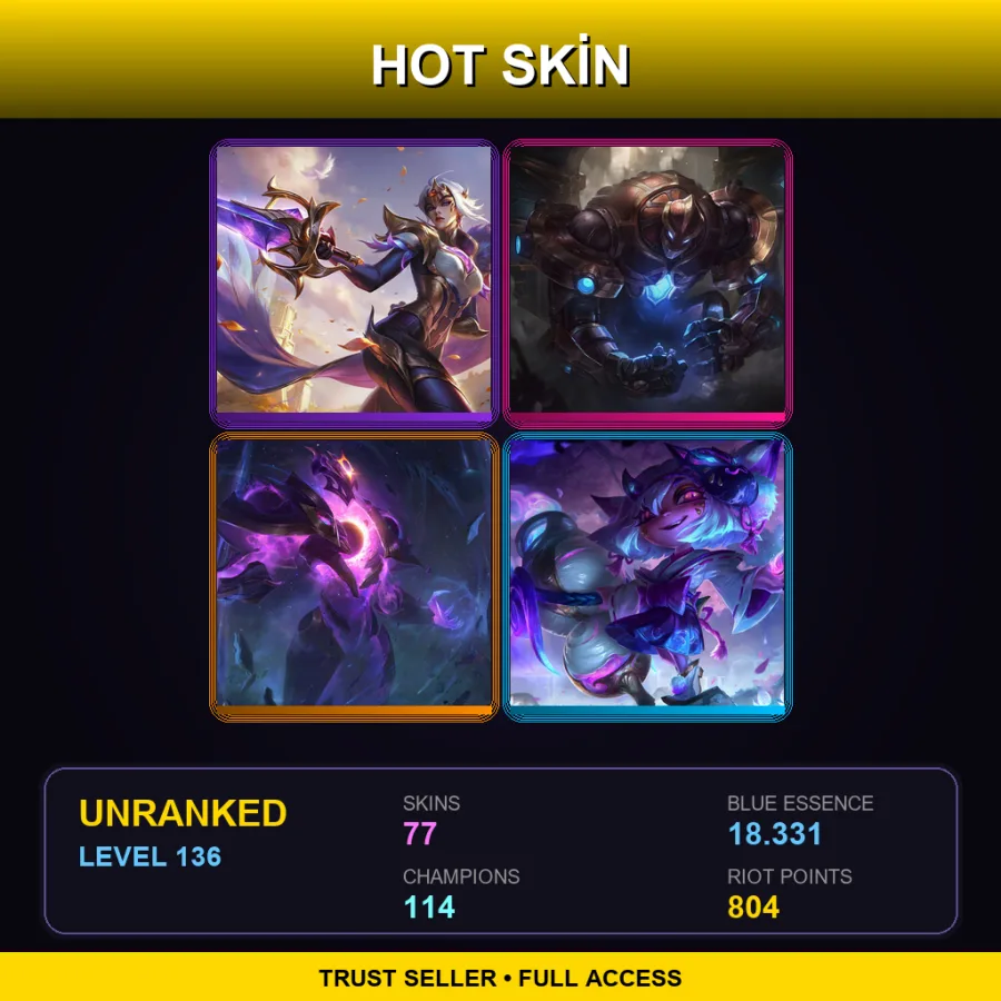 EUW | Lv136 | Unranked | 77 Skin | 114 Champ