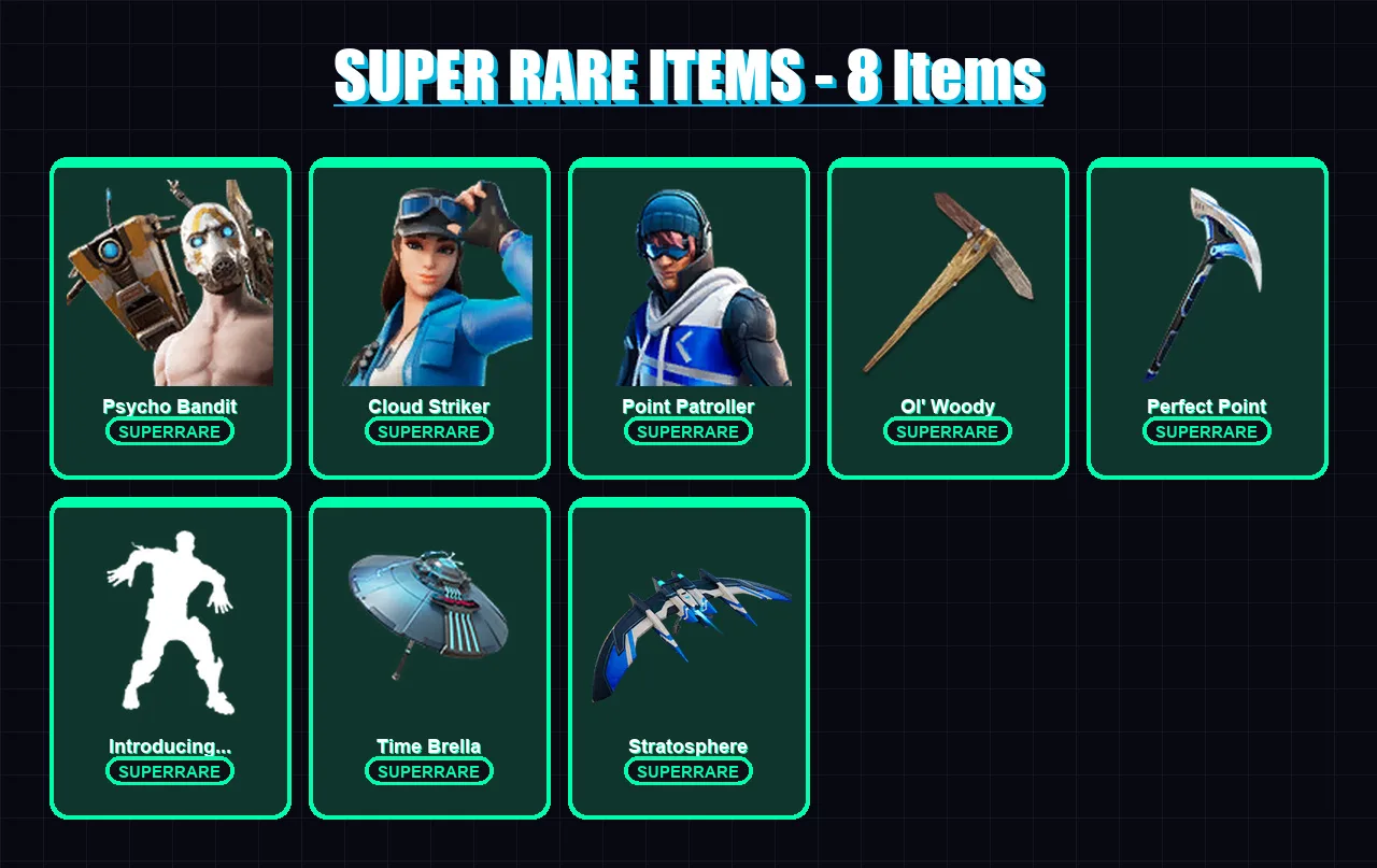 [PC/XBOX/PSN] | Psycho Bandit | Cloud Striker | Point Patroller | Nezumi | Hades | 176 skin | 235 pickaxe | 185 emote | 149 glider | Lv2327