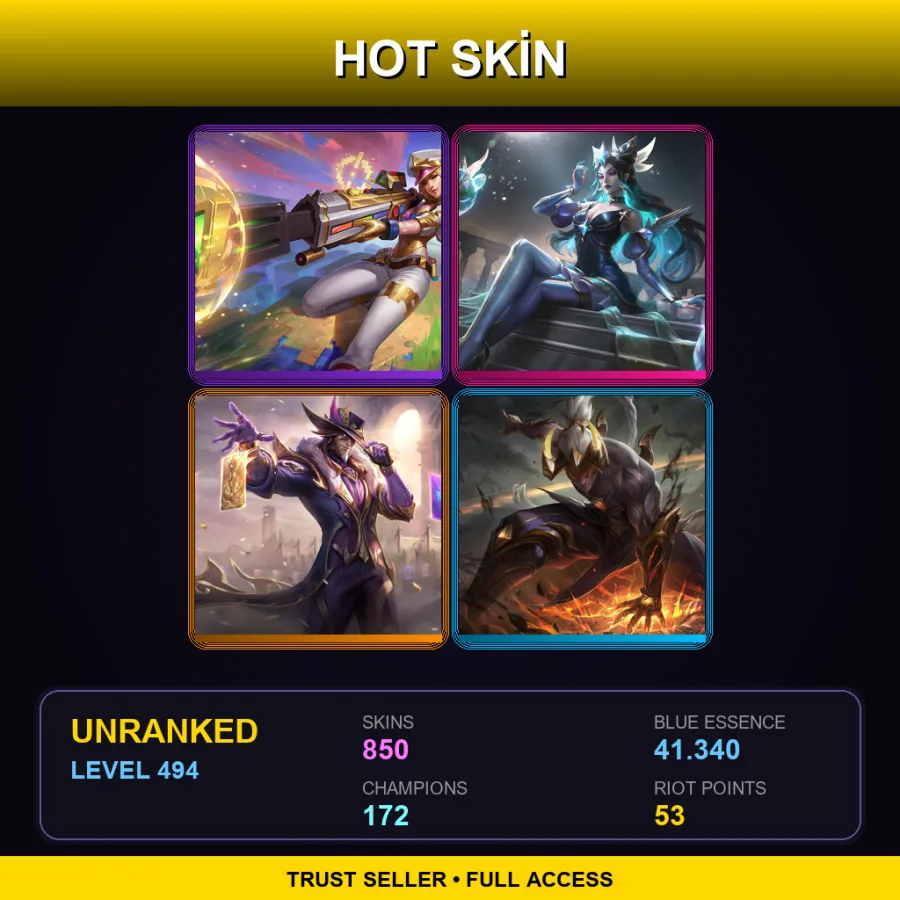 EUNE | Lv494 | Unranked | 850 Skin | 172 Champ